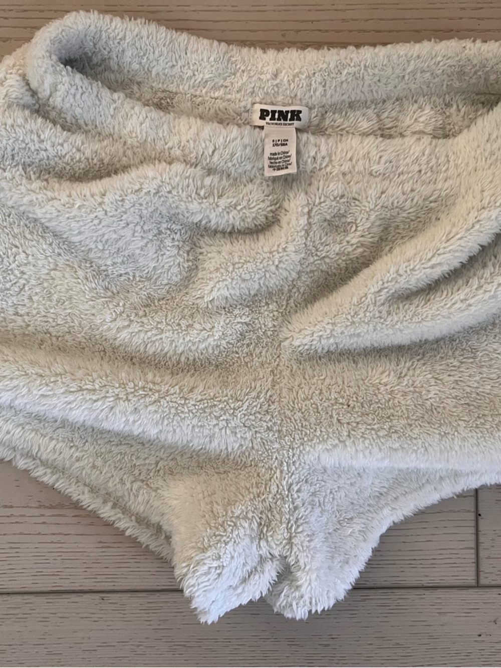 PINK Victoria's Secret Plush Sherpa Shorts in Off-White
